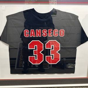 Rare Vintage Jose Canseco signed shirt jersey, Framed 38 x 31 in Great Condition